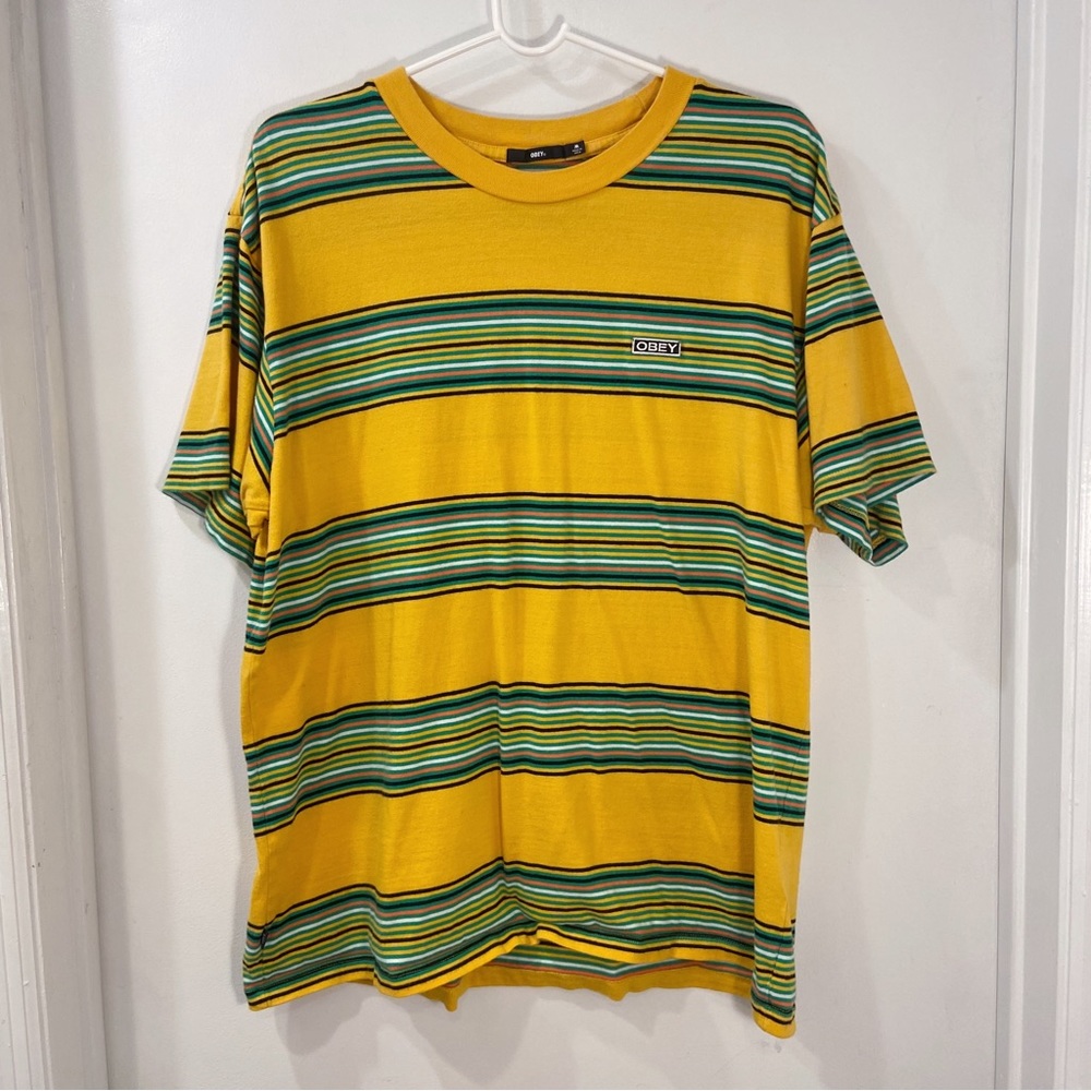 Obey Yellow Striped T-Shirt